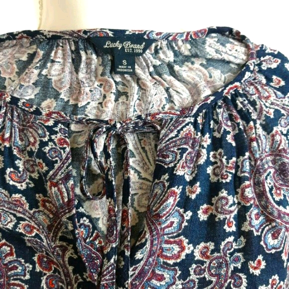 Lucky Brand Blue Paisley Blouse Size Small - Picture 6 of 7
